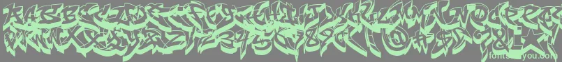 フォントRaseoneFat3D – 灰色の背景に緑のフォント