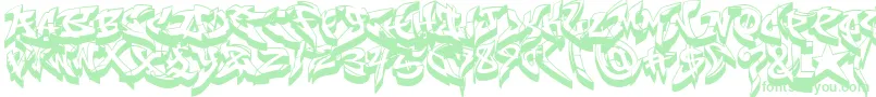 RaseoneFat3D-Schriftart – Grüne Schriften auf weißem Hintergrund