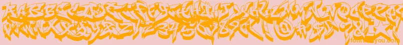 Czcionka RaseoneFat3D – pomarańczowe czcionki na różowym tle