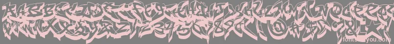 RaseoneFat3D-fontti – vaaleanpunaiset fontit harmaalla taustalla