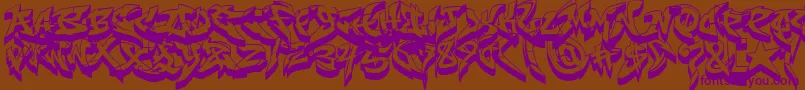 フォントRaseoneFat3D – 紫色のフォント、茶色の背景