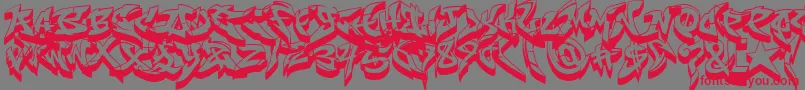 フォントRaseoneFat3D – 赤い文字の灰色の背景