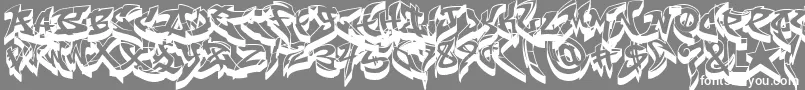 RaseoneFat3D-Schriftart – Weiße Schriften auf grauem Hintergrund