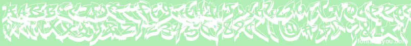 RaseoneFat3D-fontti – valkoiset fontit vihreällä taustalla