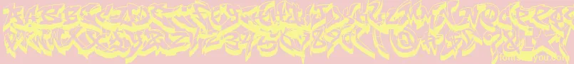 RaseoneFat3D-fontti – keltaiset fontit vaaleanpunaisella taustalla