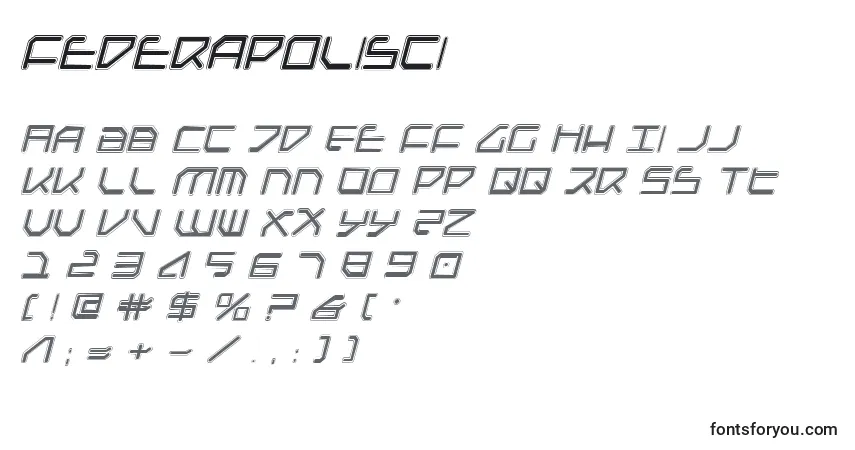 A fonte Federapolisci – alfabeto, números, caracteres especiais