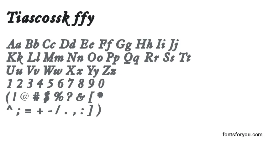 Czcionka Tiascossk ffy – alfabet, cyfry, specjalne znaki