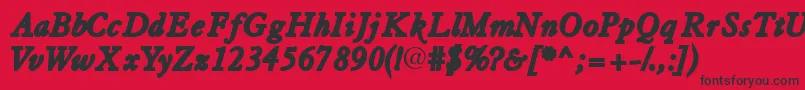 フォントTiascossk ffy – 赤い背景に黒い文字