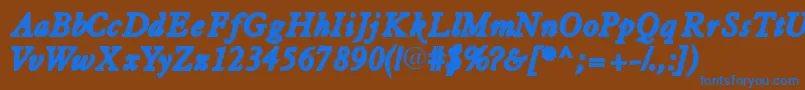 Tiascossk ffy Font – Blue Fonts on Brown Background
