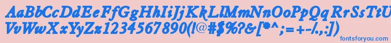 Tiascossk ffy Font – Blue Fonts on Pink Background