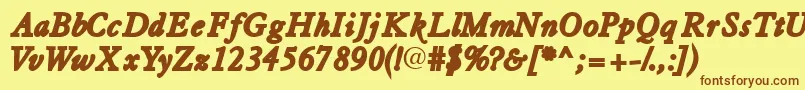 Tiascossk ffy Font – Brown Fonts on Yellow Background