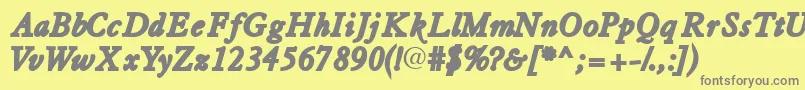 Tiascossk ffy Font – Gray Fonts on Yellow Background