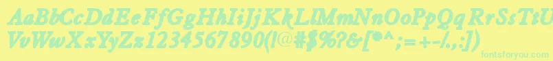 Tiascossk ffy Font – Green Fonts on Yellow Background