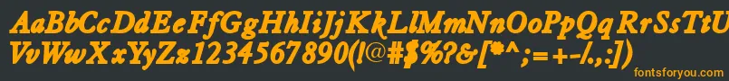 フォントTiascossk ffy – 黒い背景にオレンジの文字