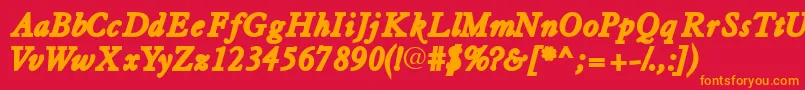 Tiascossk ffy Font – Orange Fonts on Red Background