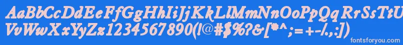 Tiascossk ffy Font – Pink Fonts on Blue Background