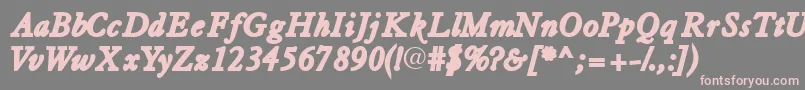 フォントTiascossk ffy – 灰色の背景にピンクのフォント