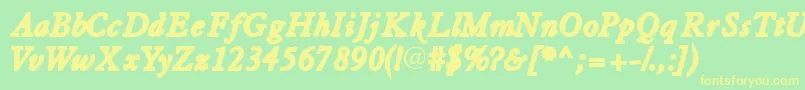 Tiascossk ffy Font – Yellow Fonts on Green Background
