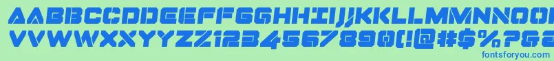 Dominojacksemital-Schriftart – Blaue Schriften auf grünem Hintergrund