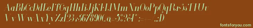 GlamorLightcondenseditalic-fontti – vihreät fontit ruskealla taustalla