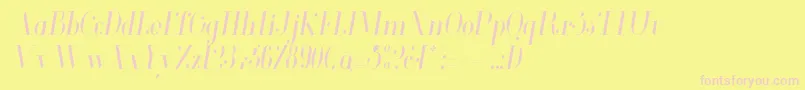 GlamorLightcondenseditalic-fontti – vaaleanpunaiset fontit keltaisella taustalla