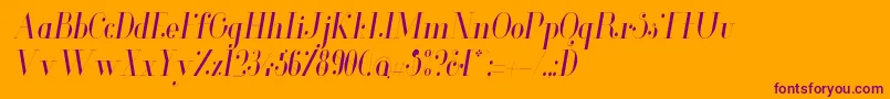 GlamorLightcondenseditalic-Schriftart – Violette Schriften auf orangefarbenem Hintergrund