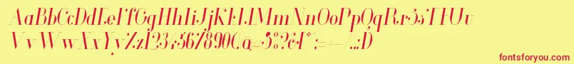 GlamorLightcondenseditalic-fontti – punaiset fontit keltaisella taustalla
