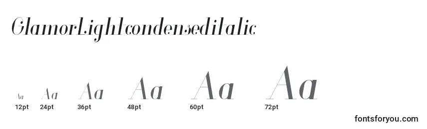 Размеры шрифта GlamorLightcondenseditalic (57802)