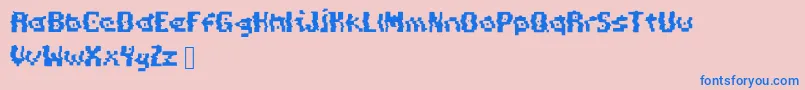 Czcionka PixelDistortion – niebieskie czcionki na różowym tle
