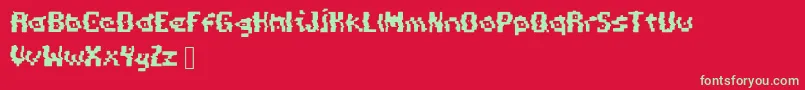 PixelDistortion Font – Green Fonts on Red Background