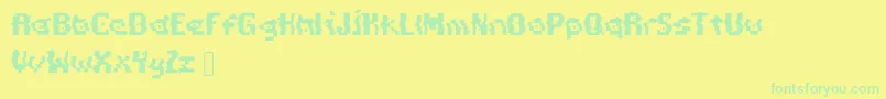 PixelDistortion Font – Green Fonts on Yellow Background