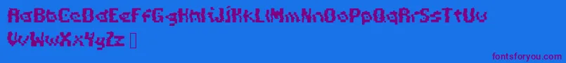 PixelDistortion Font – Purple Fonts on Blue Background