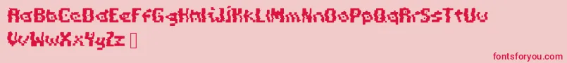 PixelDistortion Font – Red Fonts on Pink Background