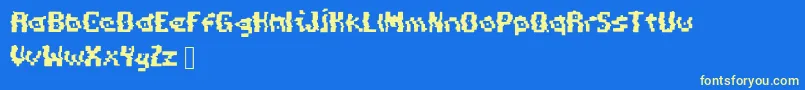 PixelDistortion Font – Yellow Fonts on Blue Background