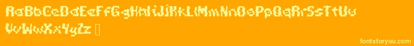 PixelDistortion Font – Yellow Fonts on Orange Background