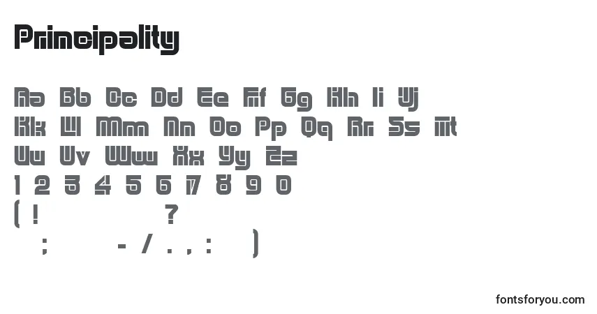 Fuente Principality - alfabeto, números, caracteres especiales