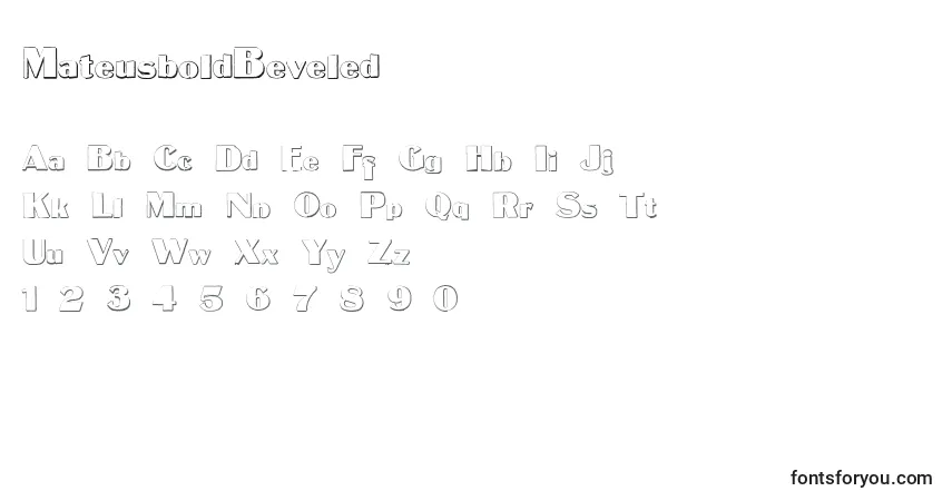 A fonte MateusboldBeveled – alfabeto, números, caracteres especiais