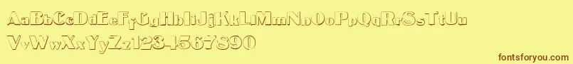 MateusboldBeveled-fontti – ruskeat fontit keltaisella taustalla