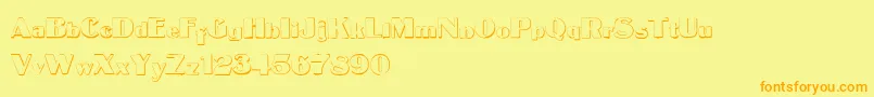 MateusboldBeveled Font – Orange Fonts on Yellow Background