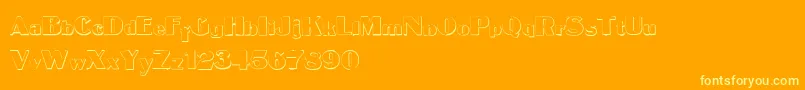 MateusboldBeveled Font – Yellow Fonts on Orange Background