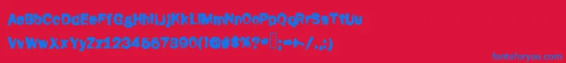 Fati-Schriftart – Blaue Schriften auf rotem Hintergrund