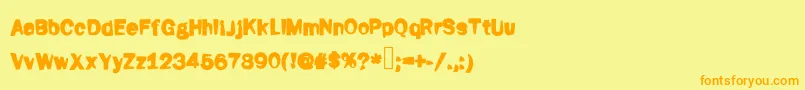 フォントFati – オレンジの文字が黄色の背景にあります。