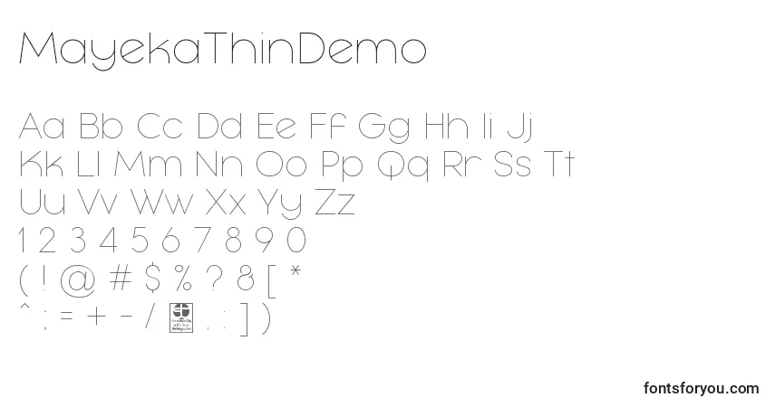 MayekaThinDemo Font – alphabet, numbers, special characters