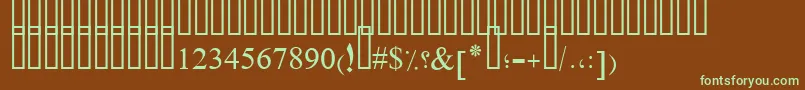 フォントPtBoldArch – 緑色の文字が茶色の背景にあります。