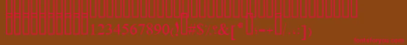 PtBoldArch-Schriftart – Rote Schriften auf braunem Hintergrund