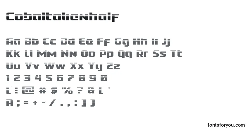 Czcionka Cobaltalienhalf – alfabet, cyfry, specjalne znaki