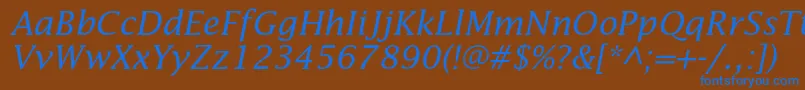 フォントLucidastdItalic – 茶色の背景に青い文字