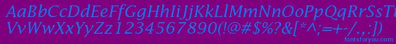 LucidastdItalic Font – Blue Fonts on Purple Background