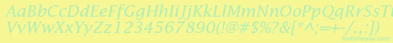 フォントLucidastdItalic – 黄色い背景に緑の文字