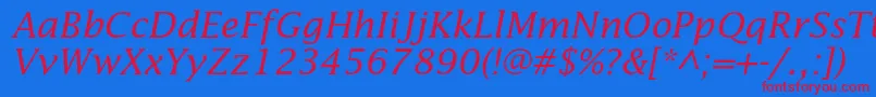 LucidastdItalic Font – Red Fonts on Blue Background